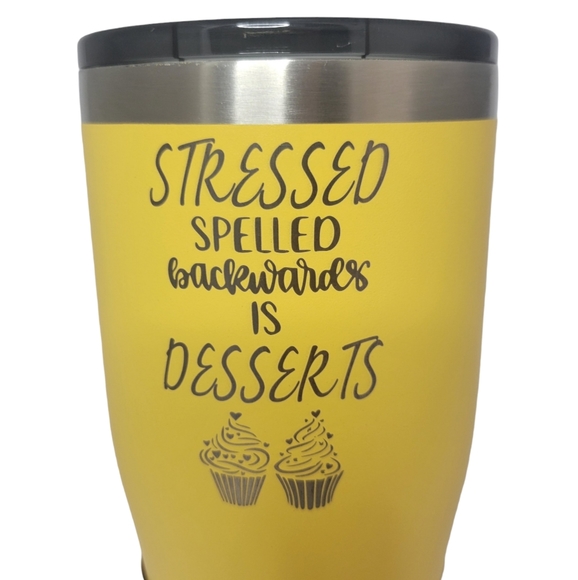 New Yukon Outfitters Insulated 20 Oz Tumbler Cup Stressed Backwards Is Desserts - Picture 2 of 8